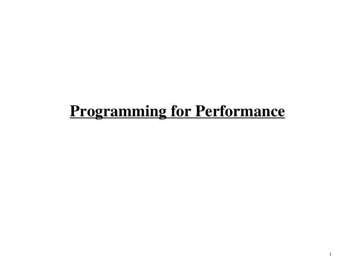 programming for performance