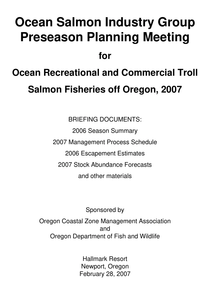 ocean salmon industry group preseason planning meeting