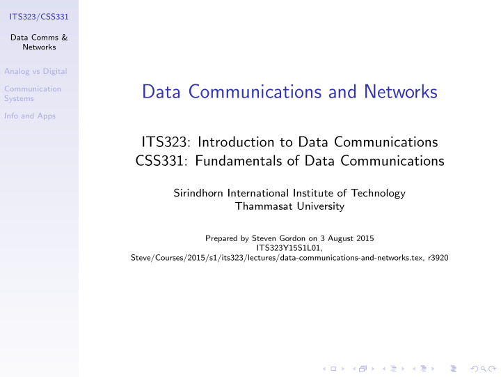 data communications and networks