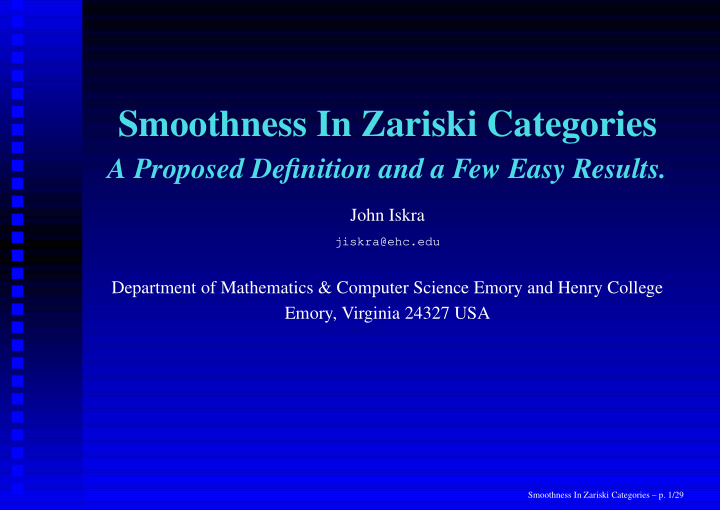 smoothness in zariski categories