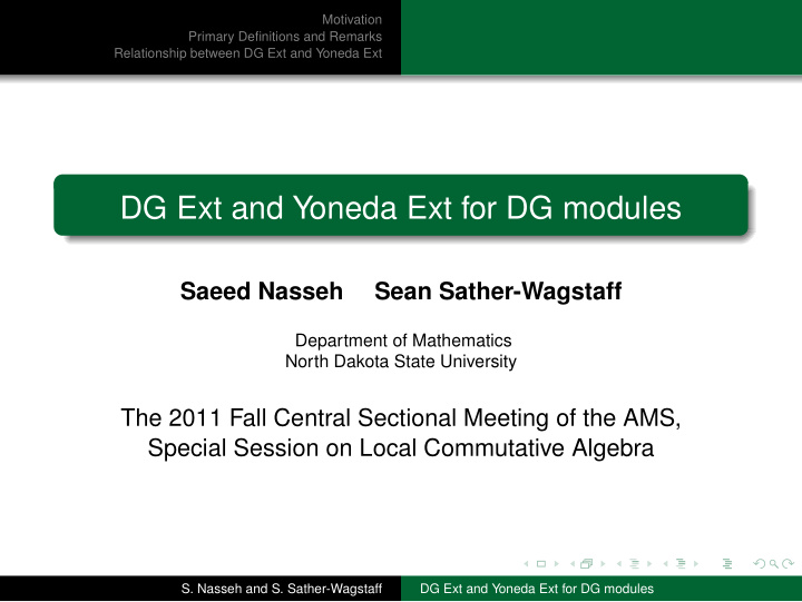 dg ext and yoneda ext for dg modules