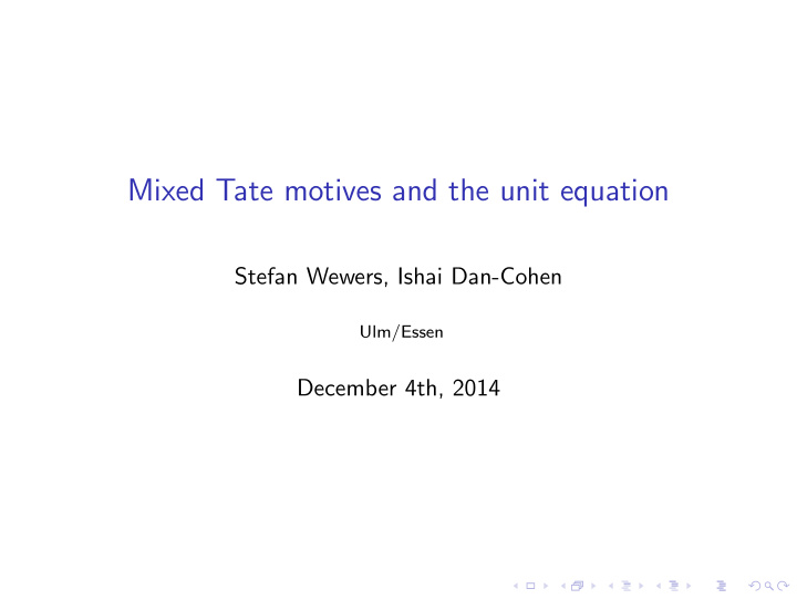 mixed tate motives and the unit equation