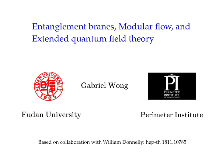 entanglement branes modular fl ow and extended quantum fi