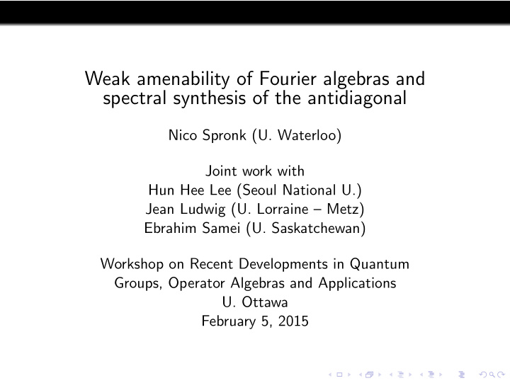 weak amenability of fourier algebras and spectral