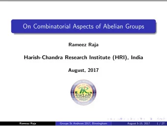 On Combinatorial Aspects of Abelian Groups  Rameez Raja  Harish-Chandra Research Institute (HRI),