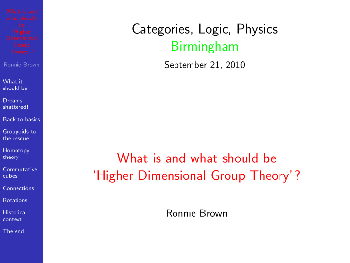 categories logic physics