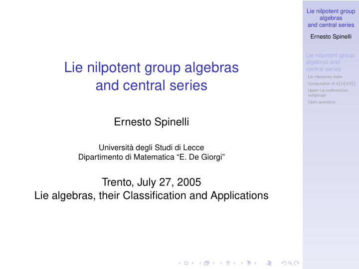 lie nilpotent group algebras