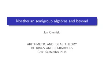 Noetherian semigroup algebras and beyond  Jan Okni  nski  ARITHMETIC AND IDEAL THEORY  OF RINGS