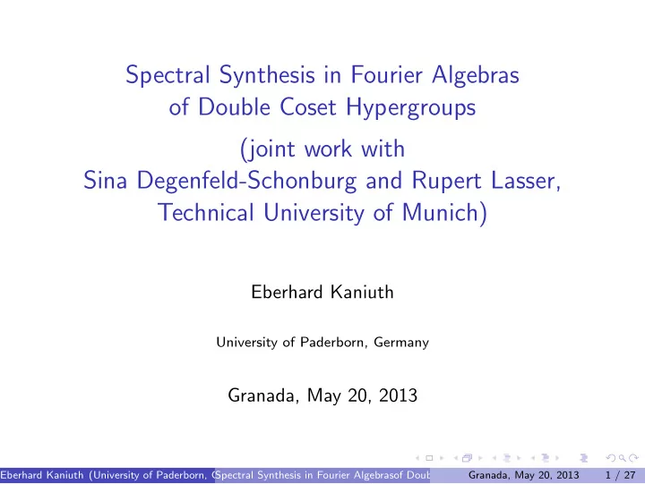 spectral synthesis in fourier algebras of double coset