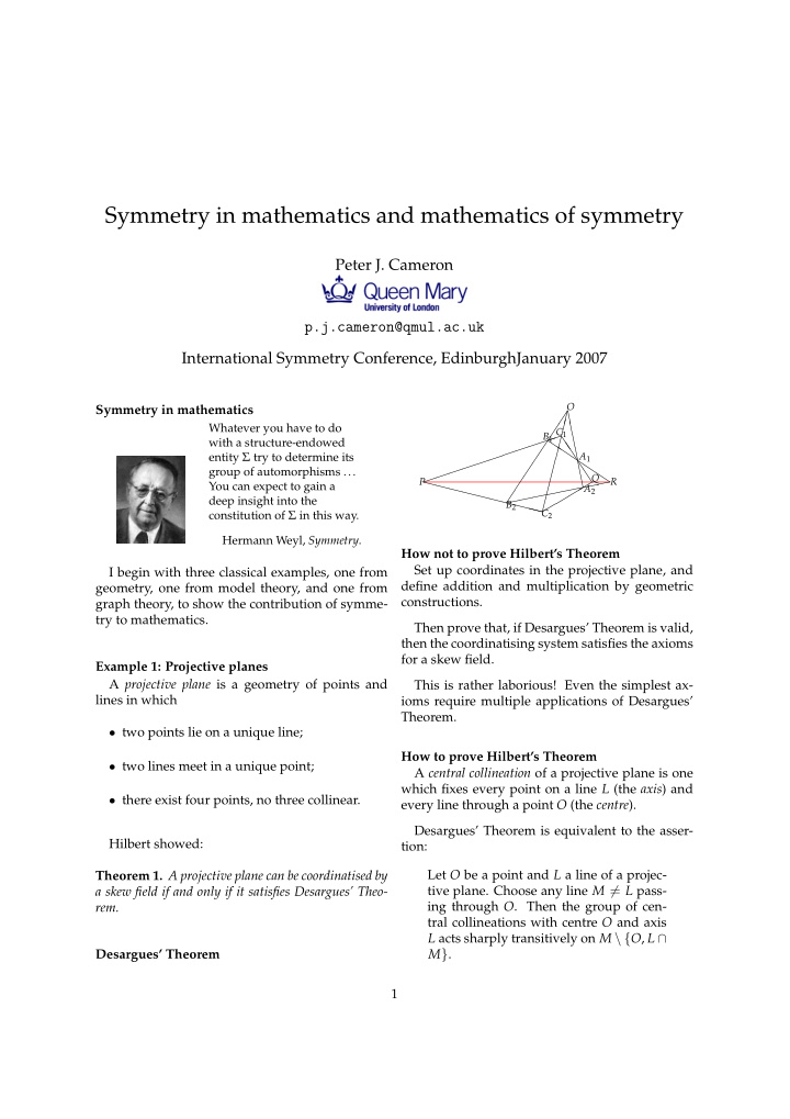 symmetry in mathematics and mathematics of symmetry