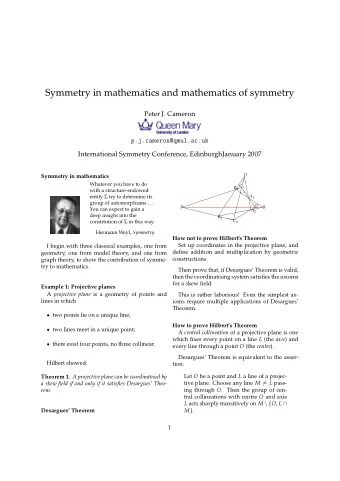 Symmetry in mathematics and mathematics of symmetry  Peter J. Cameron  p.j.cameron@qmul.ac.uk
