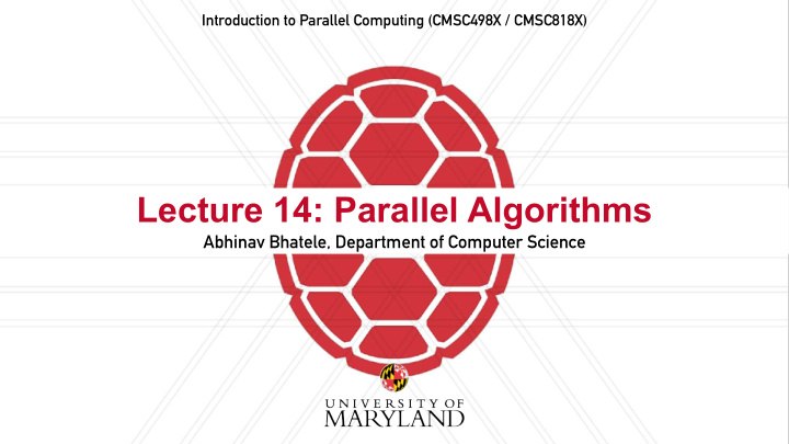 lecture 14 parallel algorithms