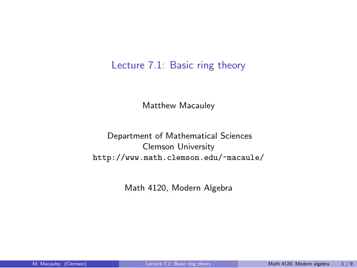 lecture 7 1 basic ring theory