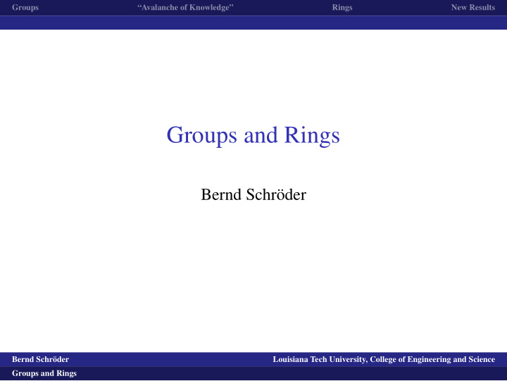 groups and rings