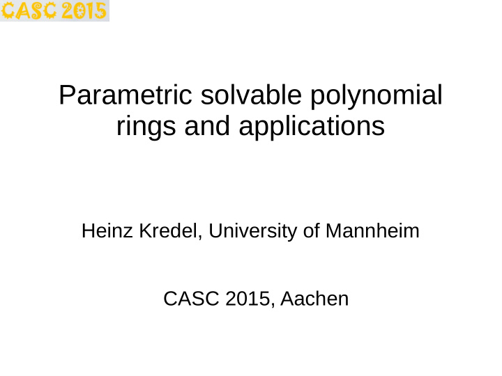 parametric solvable polynomial rings and applications