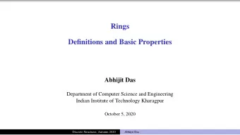 Rings  Definitions and Basic Properties  Abhijit Das  Department of Computer Science and