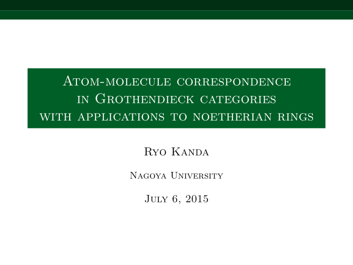 atom molecule correspondence in grothendieck categories