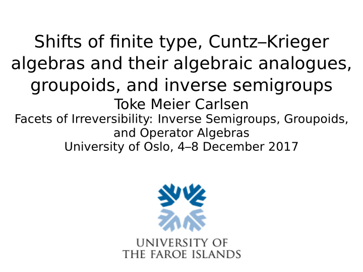 shifts of finite type cuntz krieger algebras and their