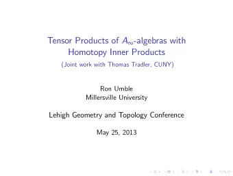 Tensor Products of A  -algebras with  Homotopy Inner Products  (Joint work with Thomas Tradler,