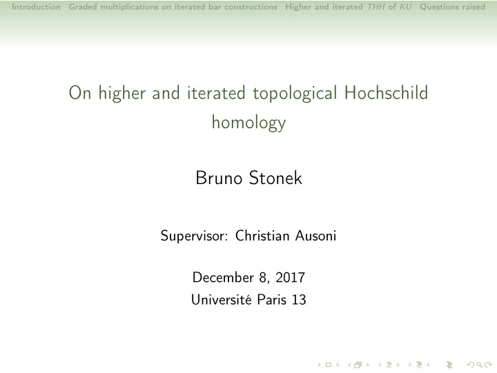 on higher and iterated topological hochschild homology