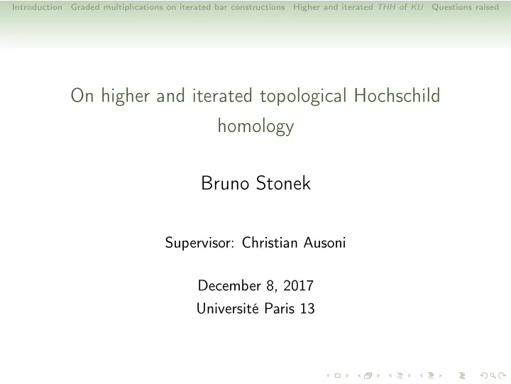 on higher and iterated topological hochschild homology