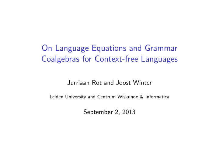 on language equations and grammar coalgebras for context