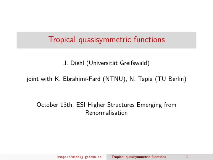tropical quasisymmetric functions
