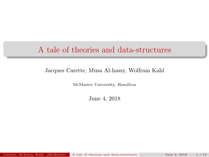 a tale of theories and data structures