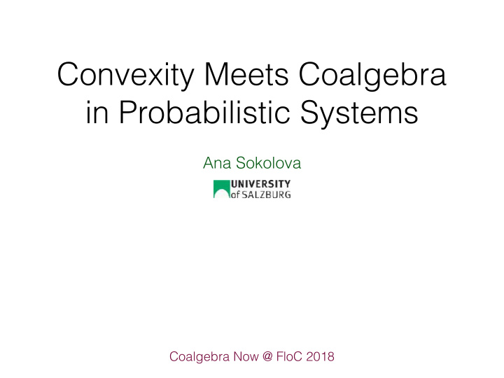 convexity meets coalgebra in probabilistic systems