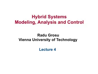 Hybrid Systems  Modeling, Analysis and Control Radu Grosu  Vienna University of Technology Lecture