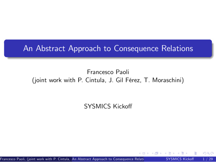 an abstract approach to consequence relations