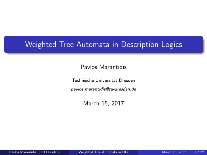 weighted tree automata in description logics