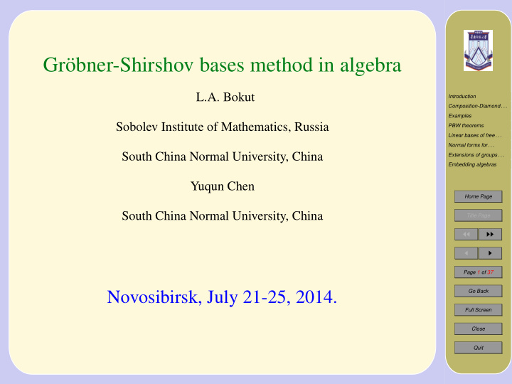 gr obner shirshov bases method in algebra