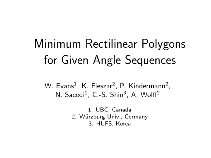 minimum rectilinear polygons for given angle sequences