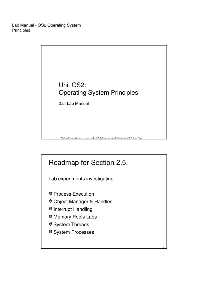 roadmap for section 2 5