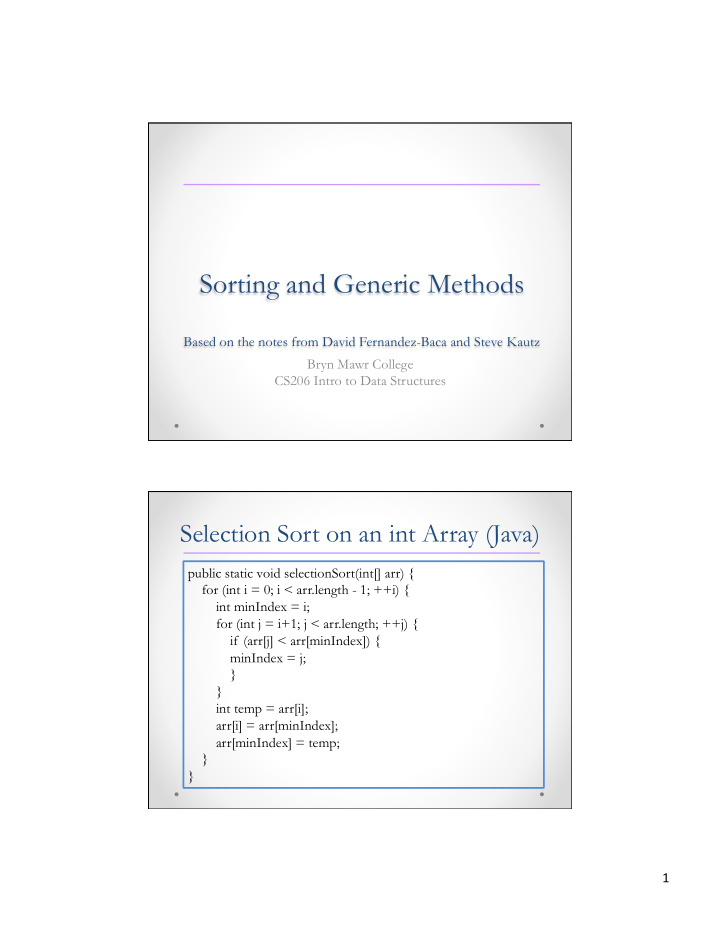 sorting and generic methods