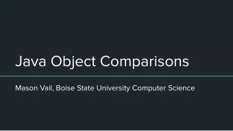 Java Object Comparisons  Mason Vail, Boise State University Computer Science  What Does Equal