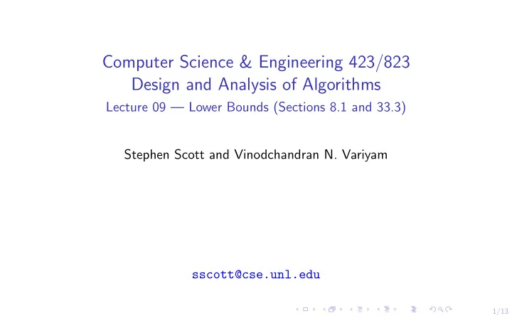computer science engineering 423 823 design and analysis