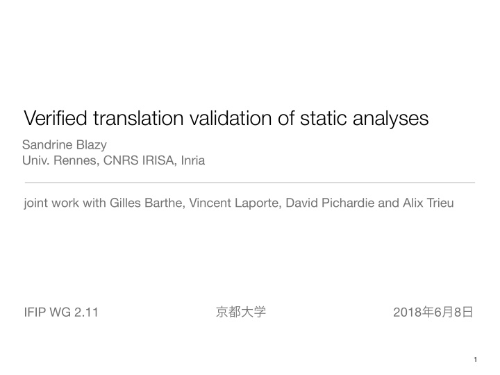 verified translation validation of static analyses