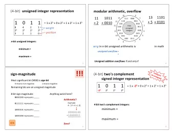 !!!  sign-magnitude (4-bit) two's complement  signed integer representation Most-significant bit