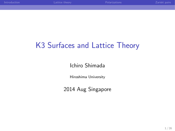 k3 surfaces and lattice theory