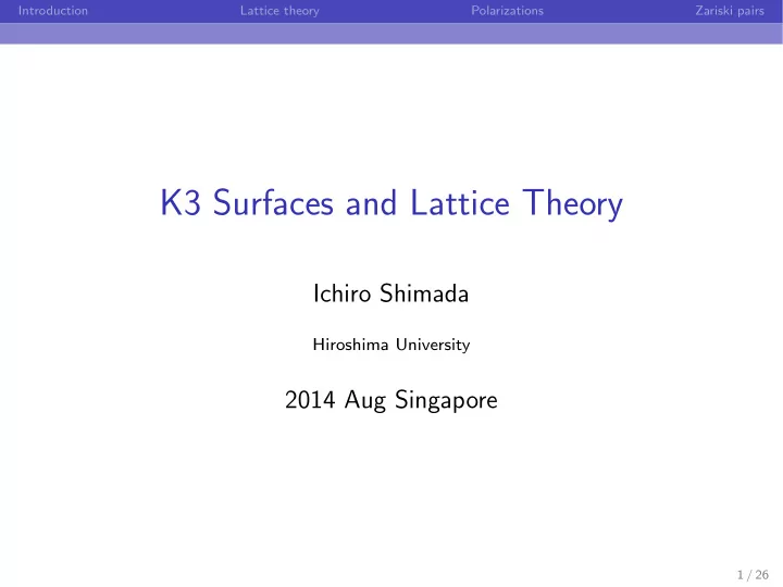 k3 surfaces and lattice theory