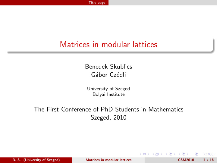 matrices in modular lattices