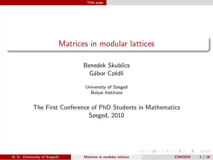 matrices in modular lattices