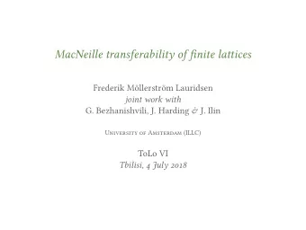 MacNeille transferability of fjnite latuices  Frederik Mllerstrm Lauridsen  joint work with  G.
