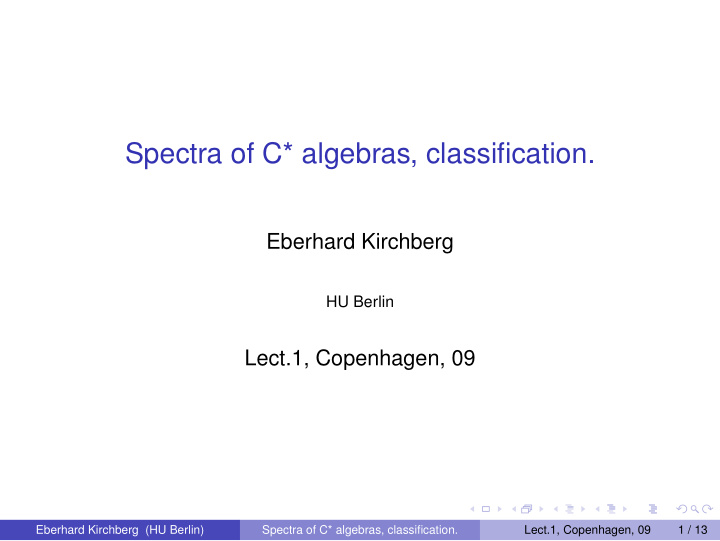 spectra of c algebras classification