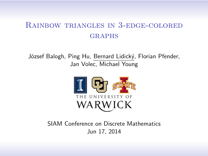 rainbow triangles in 3 edge colored graphs