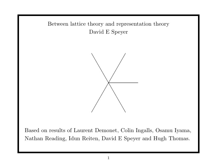 between lattice theory and representation theory david e