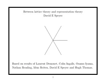 Between lattice theory and representation theory  David E Speyer  Based on results of Laurent