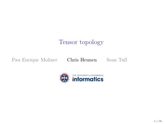 Tensor topology  Pau Enrique Moliner  Chris Heunen  Sean Tull  1 / 16  Where things happen